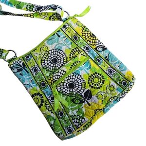Vera Bradley Limes Up Crossbody Quilted Bag Green Black Blue Messenger Style